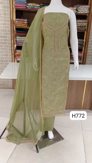 Beautiful  soft silk banarasi style with full front hand work