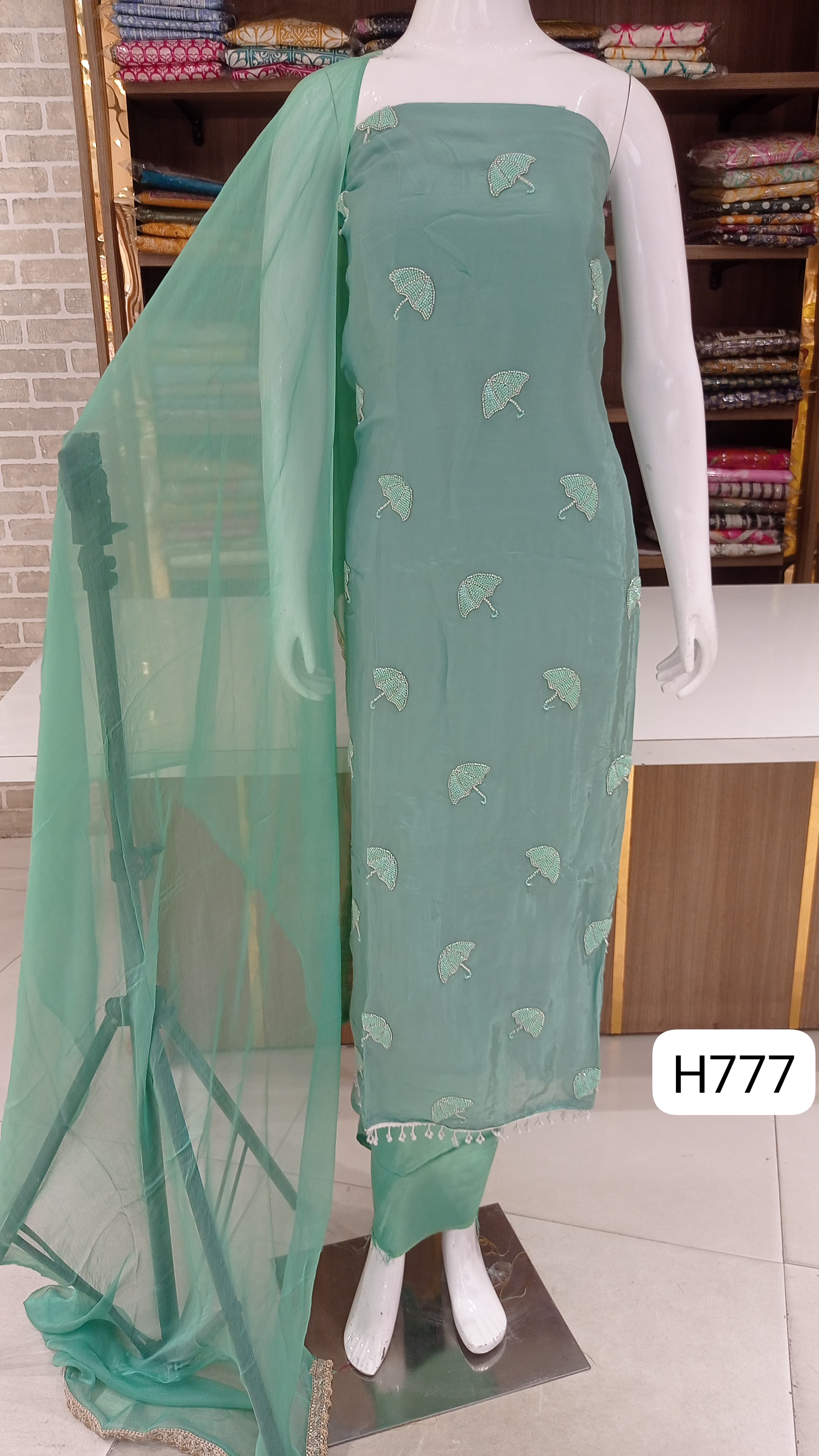 Imported soft silk dress material  with beautiful  pearl work