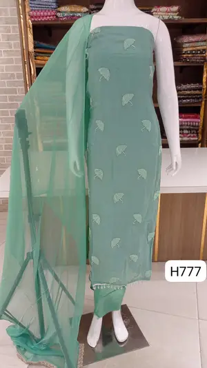 Imported soft silk dress material  with beautiful  pearl work