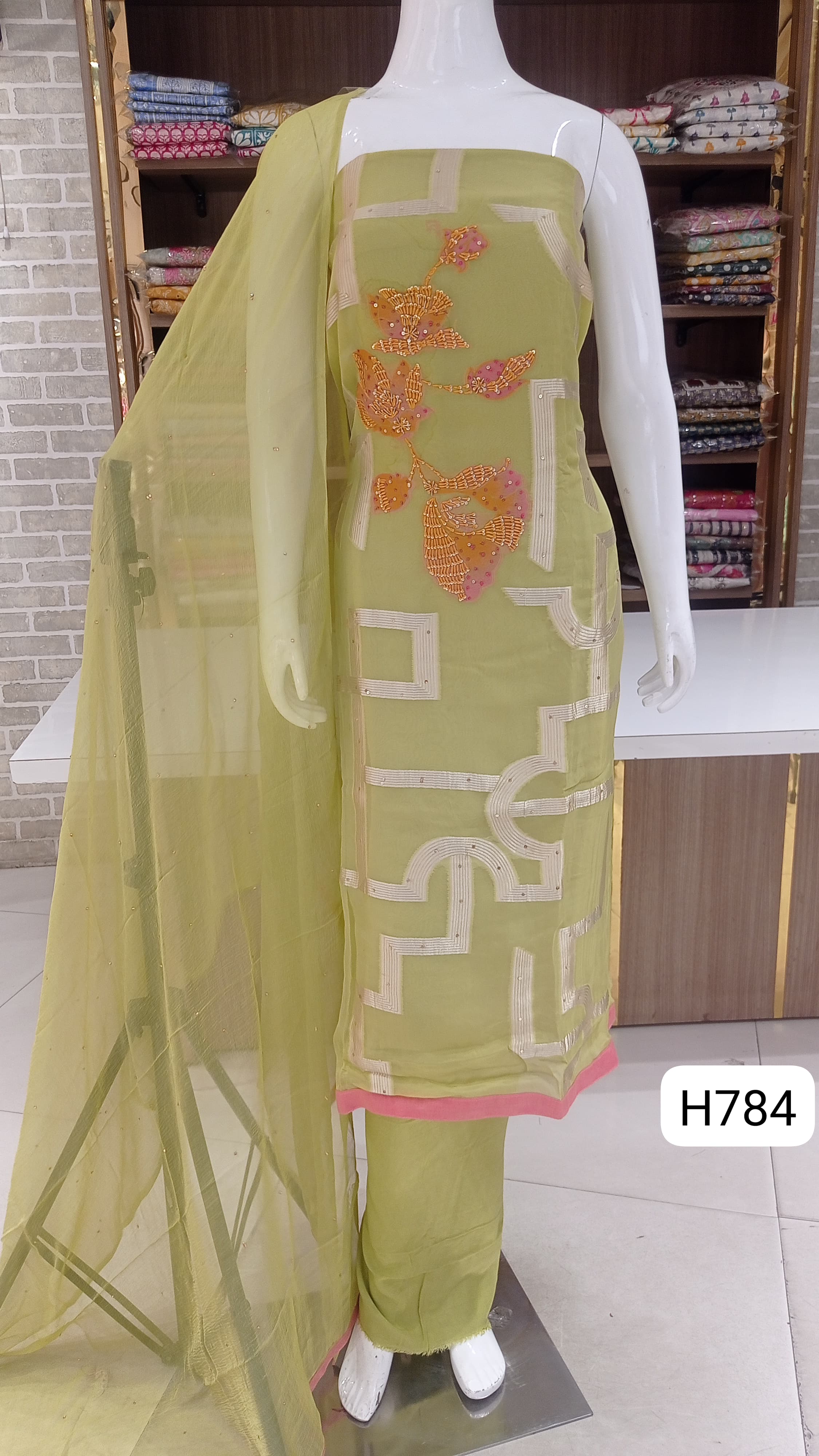 Imported soft organza banarsi style self wevaing