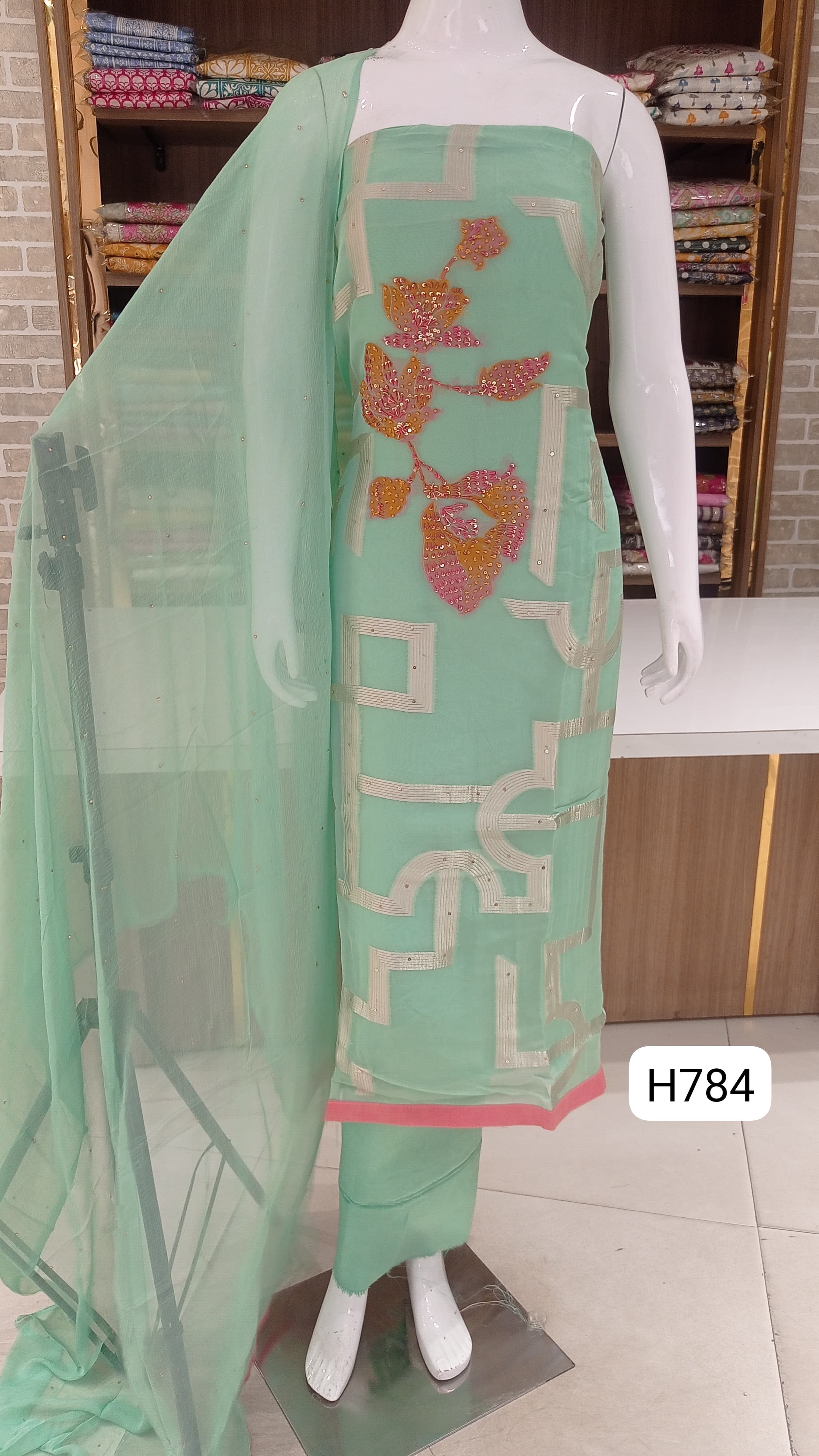 Imported soft organza banarsi style self wevaing
