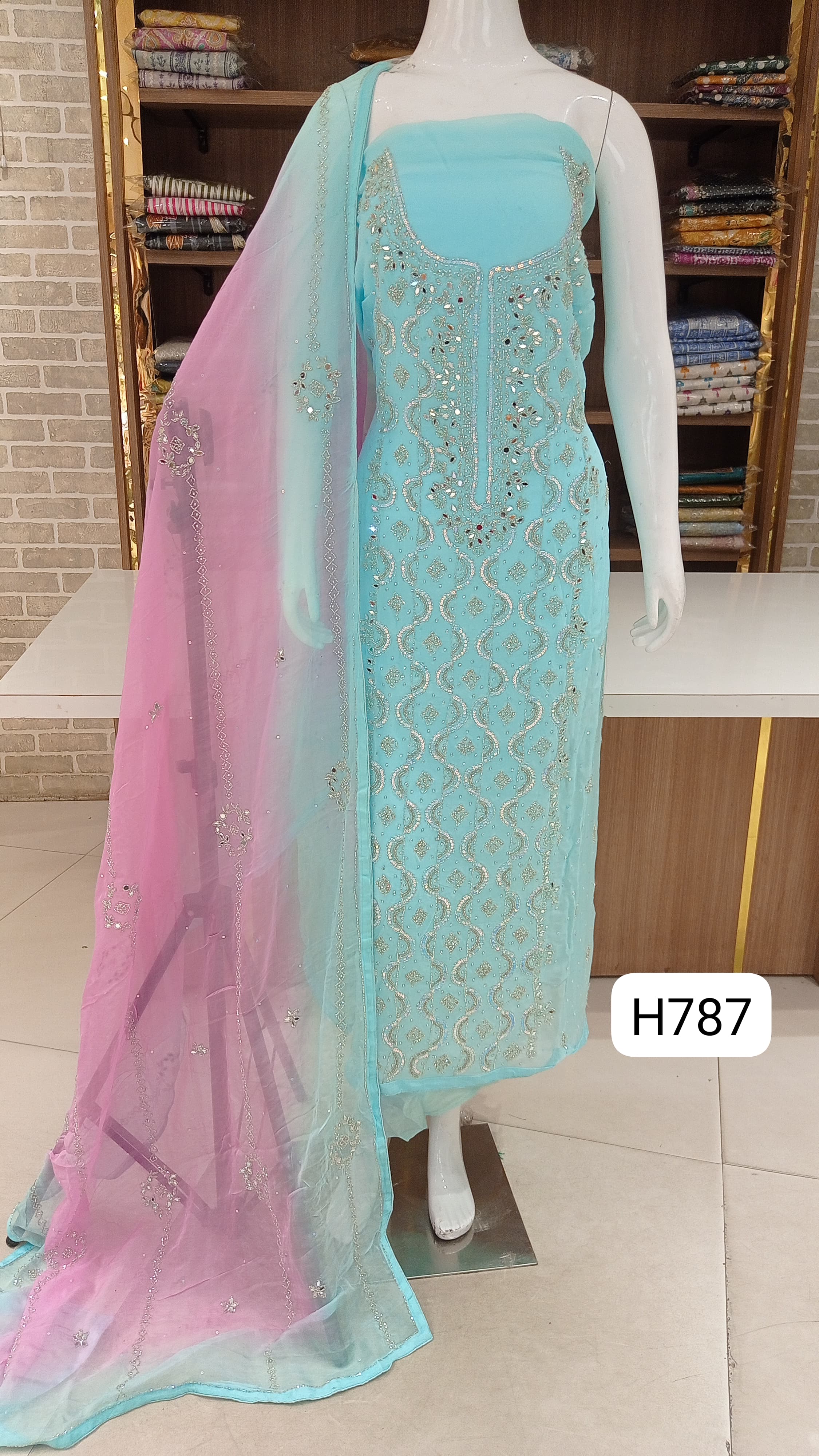Imported  beautiful  party wear suits with full front hand work