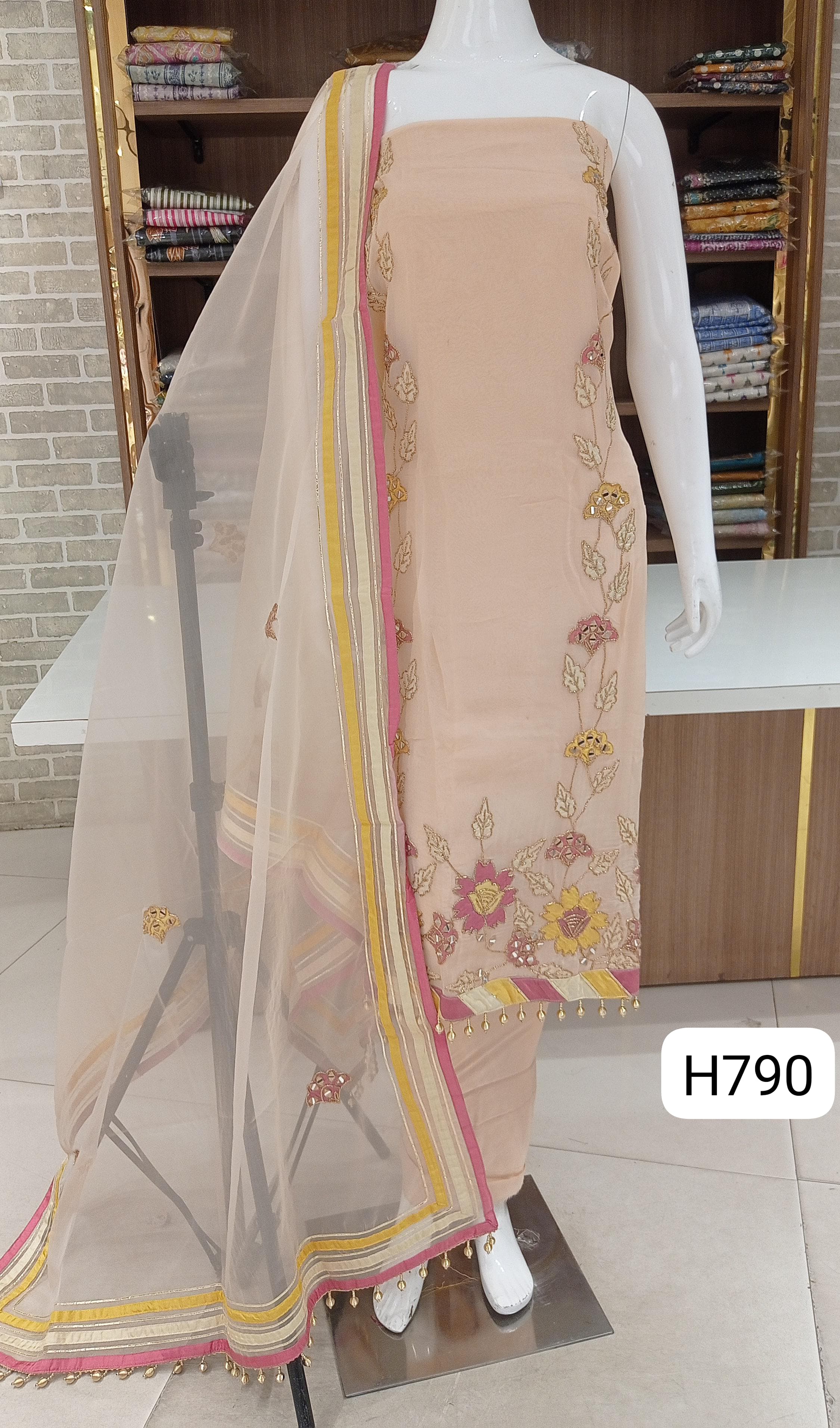 Imported  beautiful  soft organza  dress material  with beautiful  work 