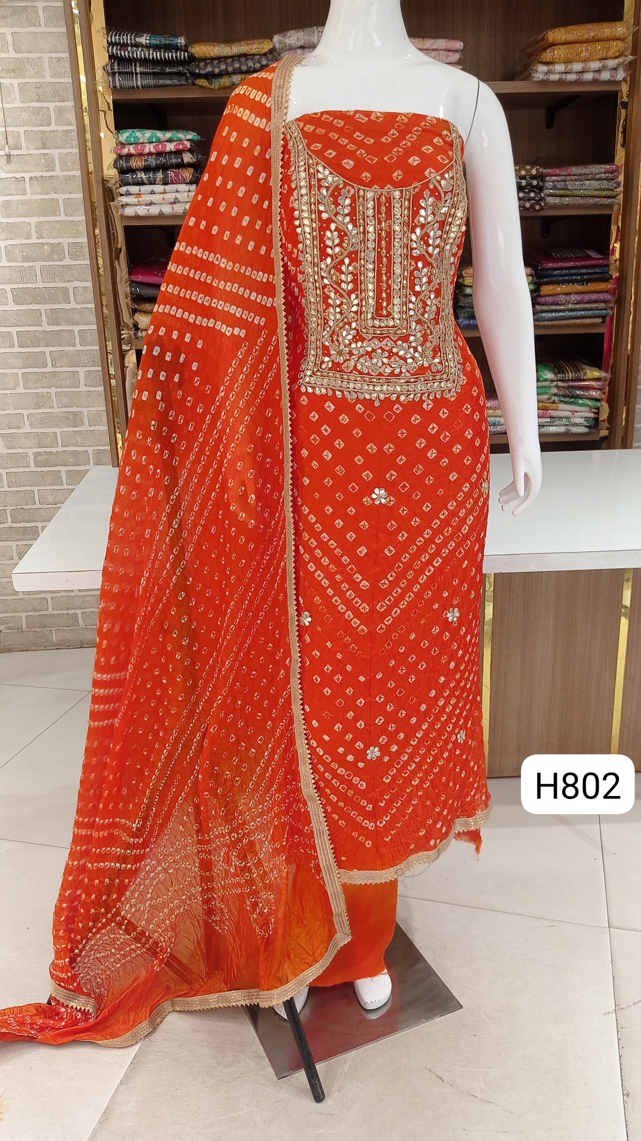 BANDHANI SILK DRESS MATERIAL PARTY WEAR