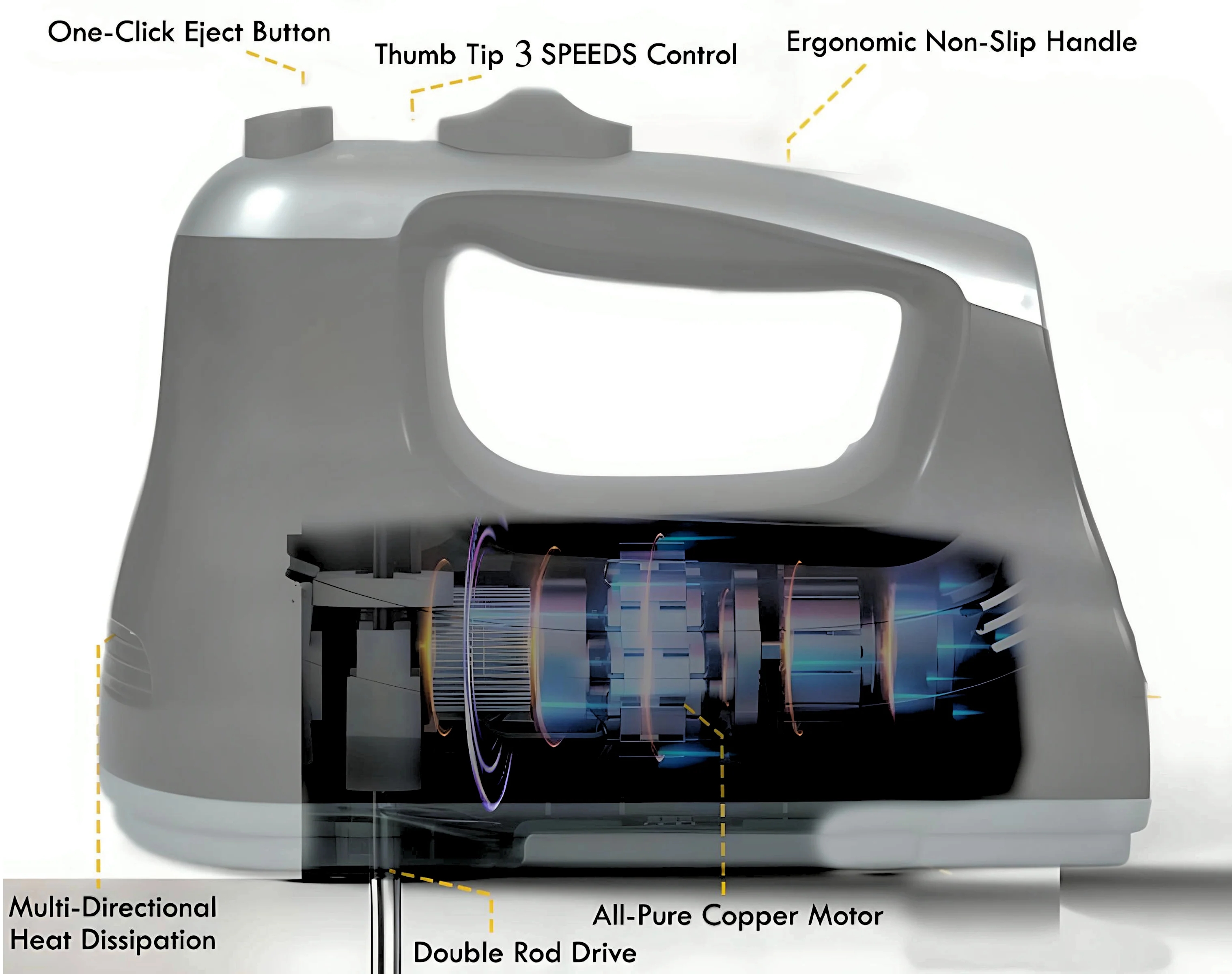 LA' FORTE Hand Mixer 300 W with Dough hook Beater hook and Mounting Bracket