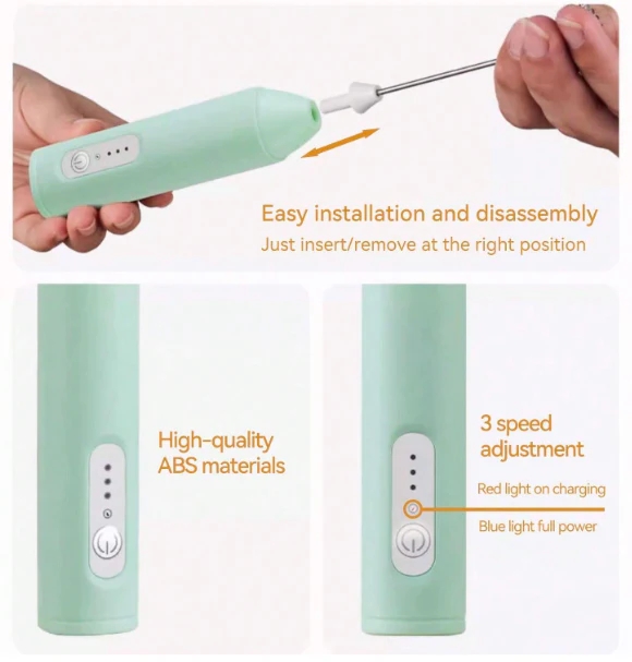 LA' FORTE Rechargeable Mini Blender- Milk Frother, Whisker, Coffee Beater