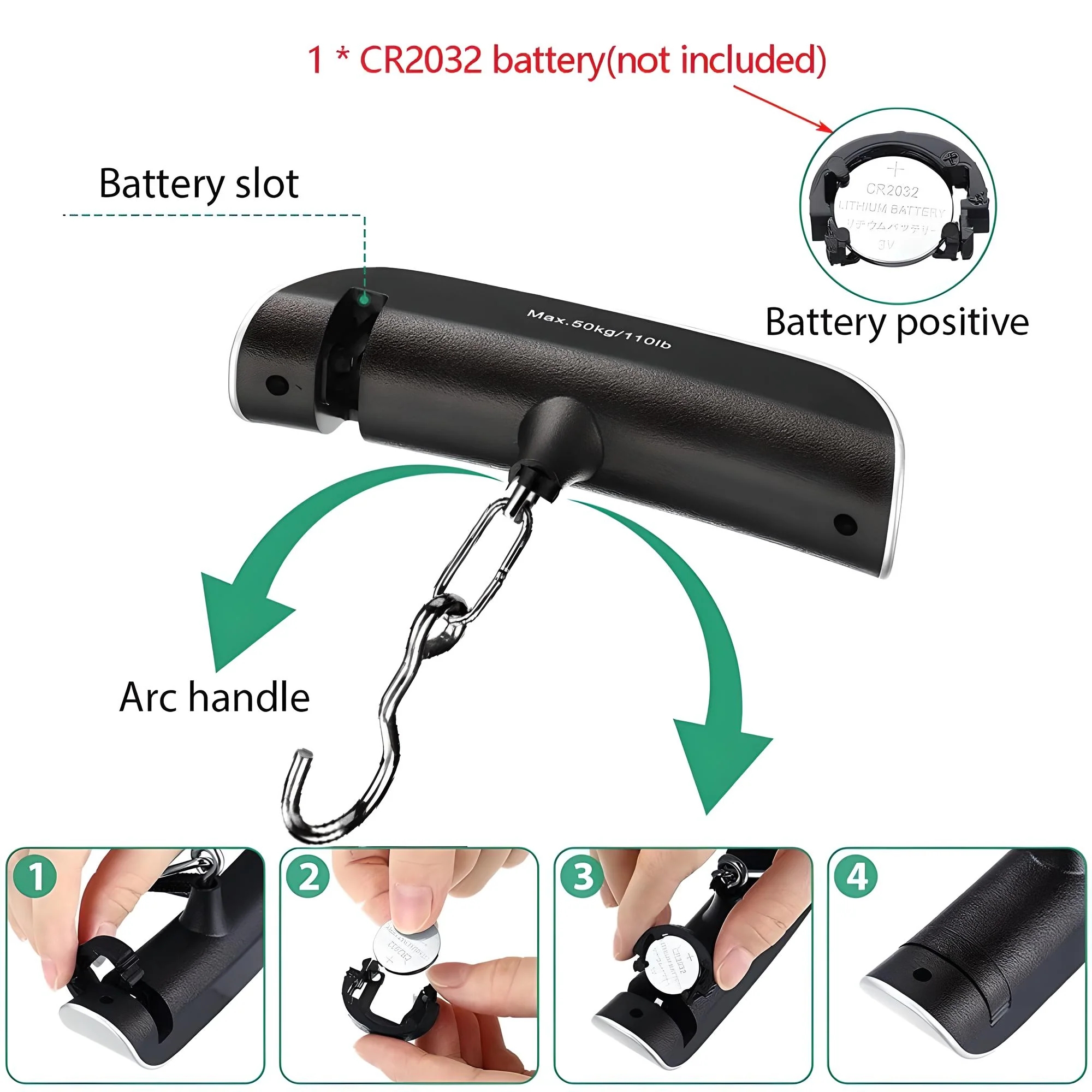 Premium Digital Luggage Scale – 50kg/110lb with LCD Display, Auto Lock, Tare, & Temperature Sensor