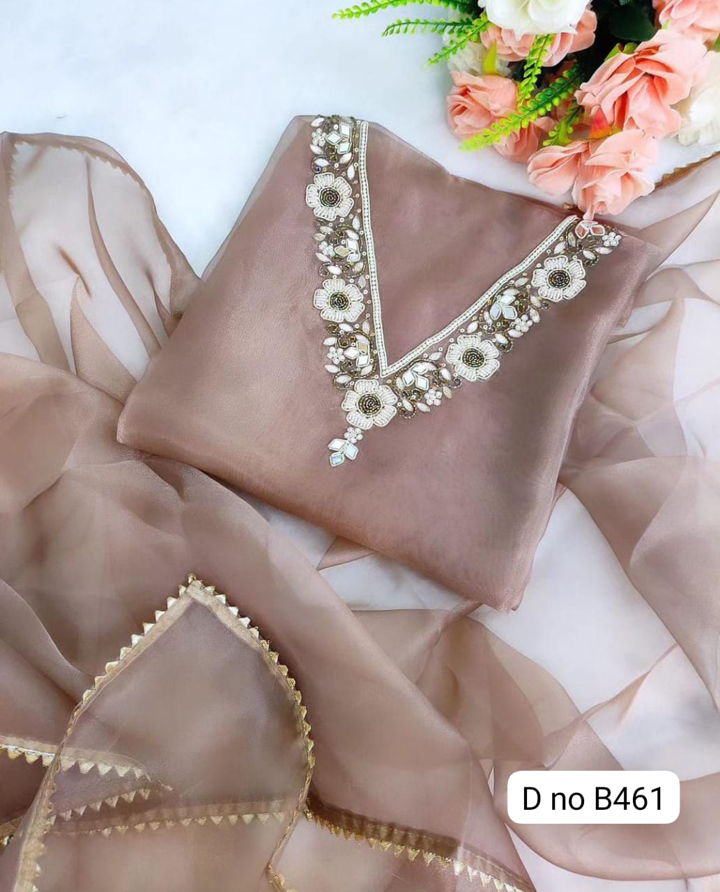Organza silk Unstitched suit 