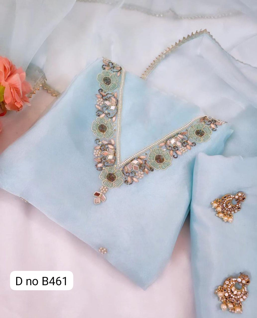 Organza silk Unstitched suit 
