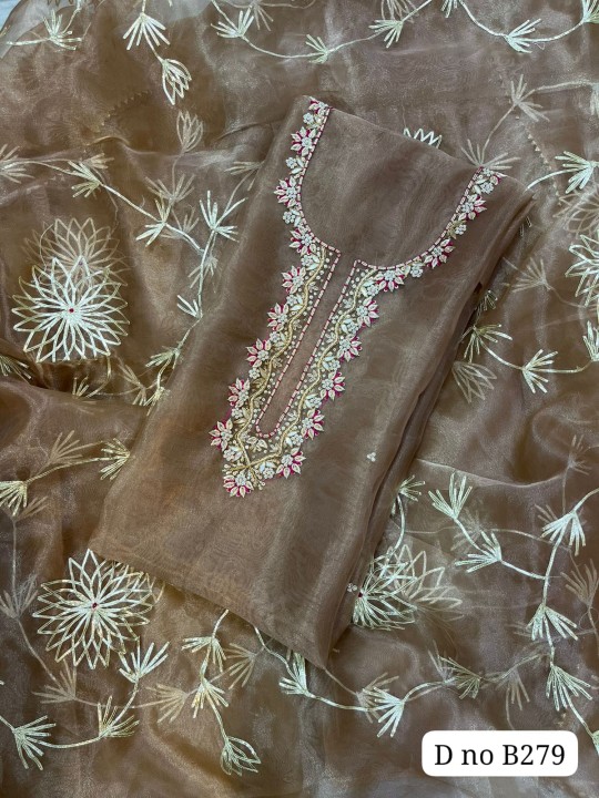 Organza silk Unstitched suit 