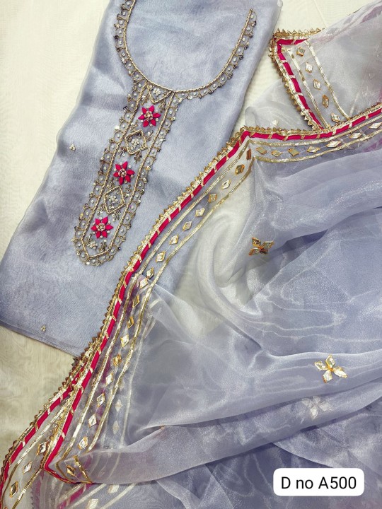 Organza silk Unstitched suit 