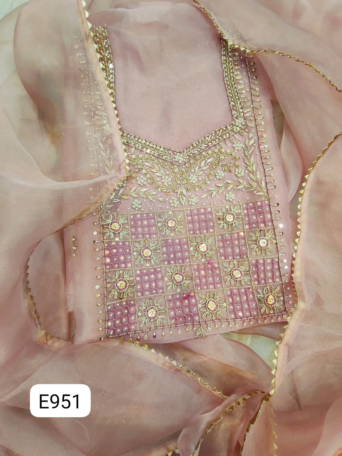 Organza silk Unstitched suit 