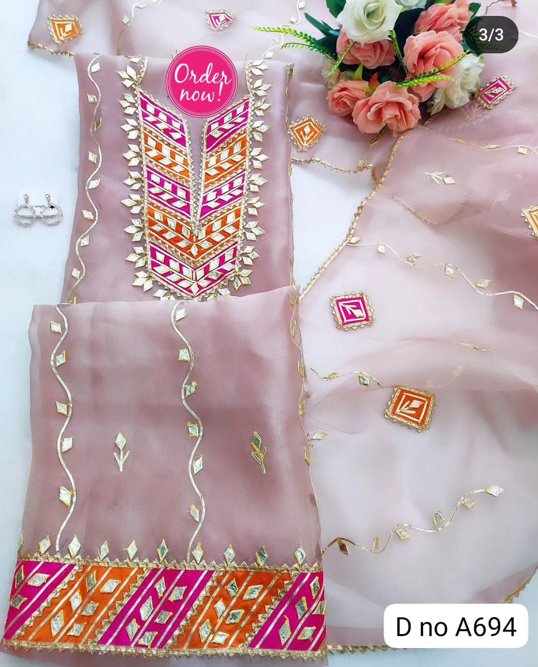 Organza silk Unstitched suit 