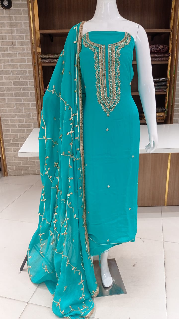 Pure chinnon silk party wear suits