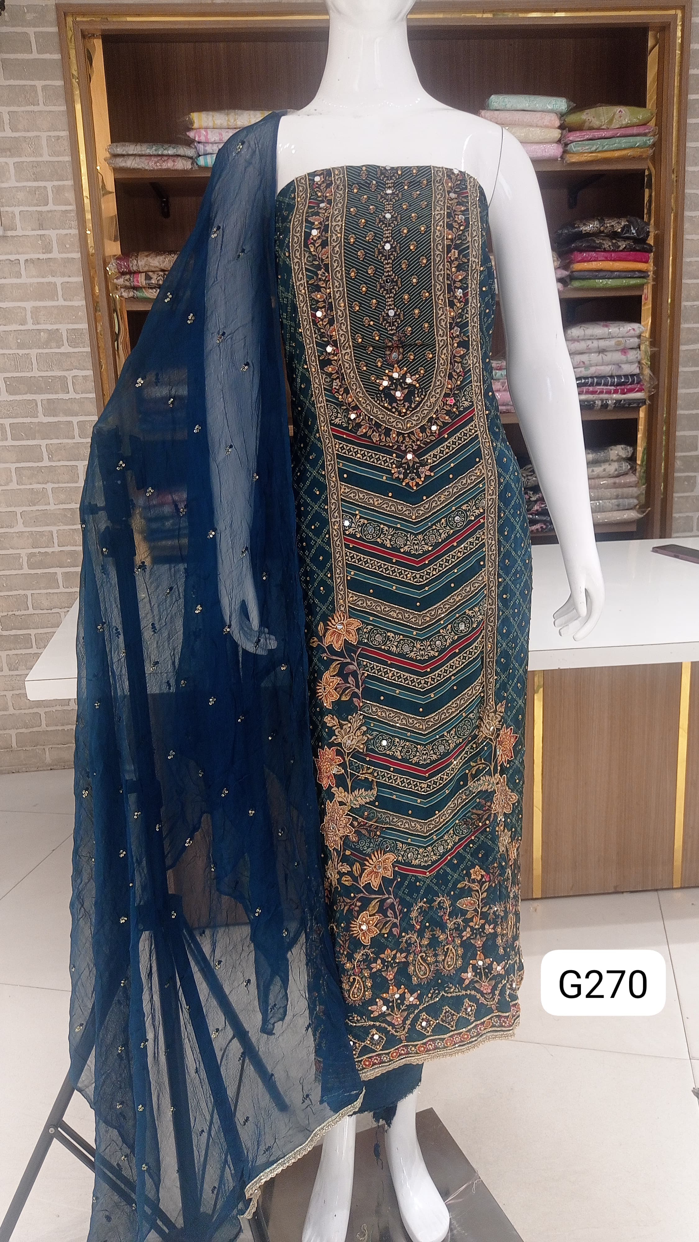 waiting 3 days: Crep silk dress material party wear 