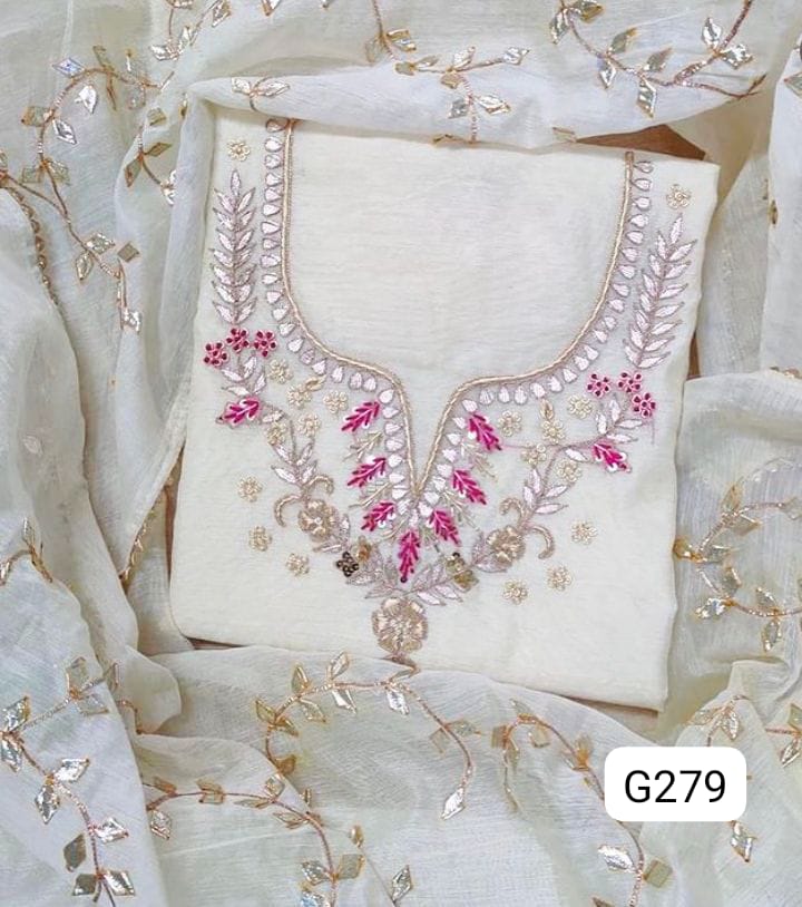 Chanderi silk Unstitched suit 