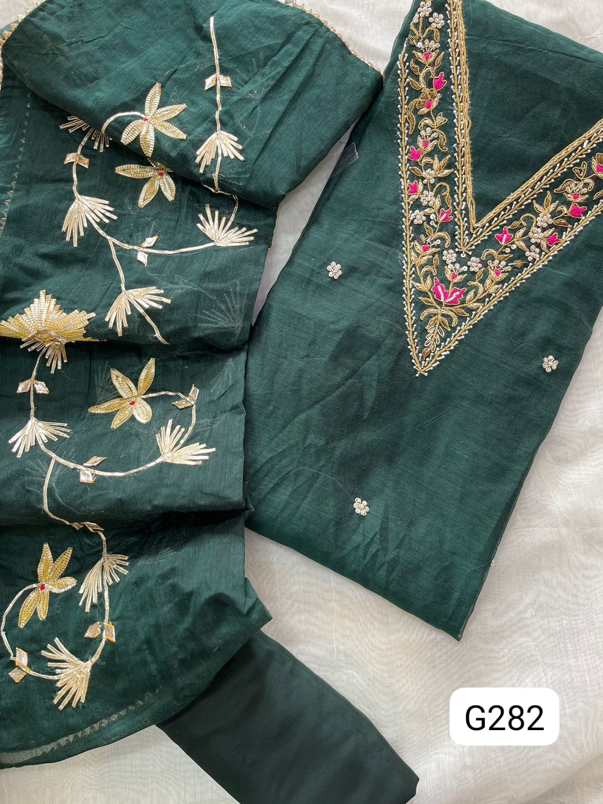 Chanderi silk Unstitched suit 