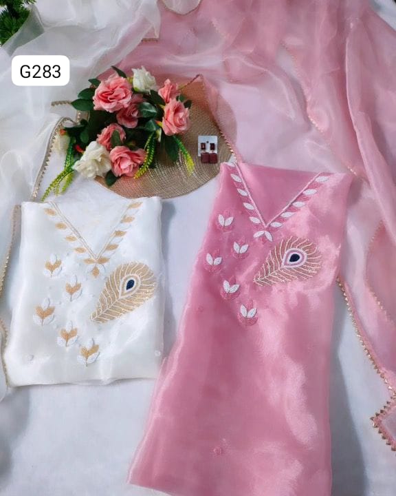 Organza silk Unstitched suit 