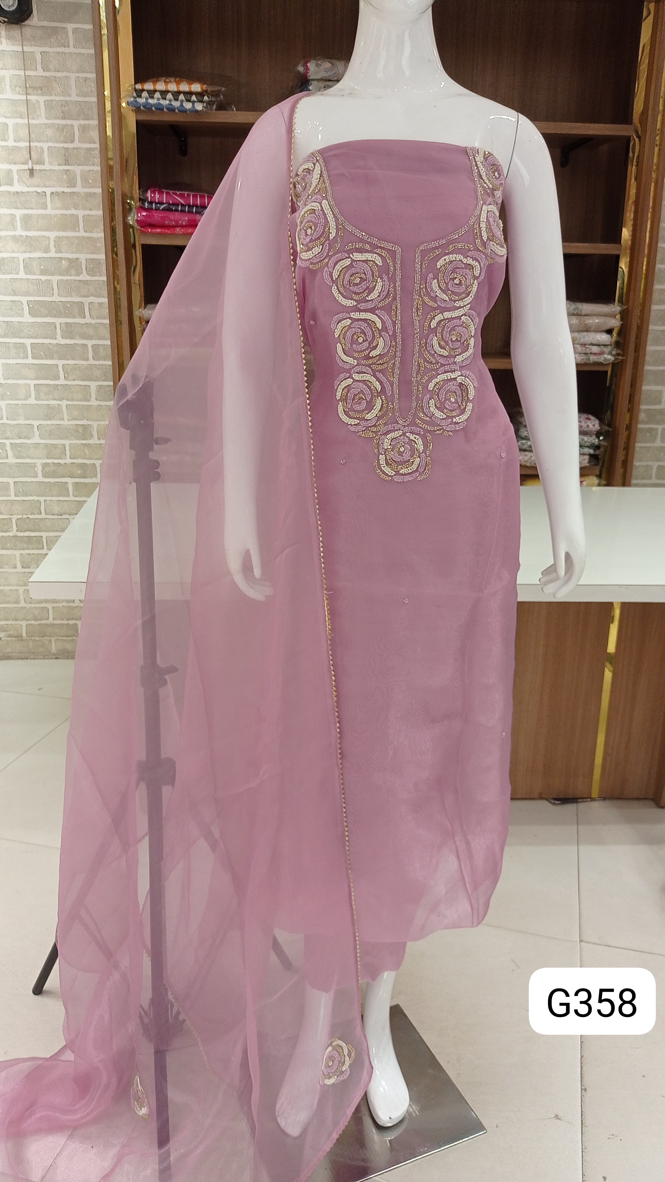 Organza silk Unstitched suit 