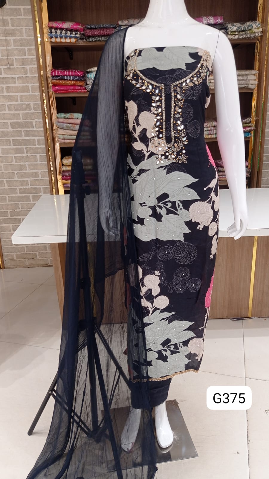 Muslin silk semi stitched