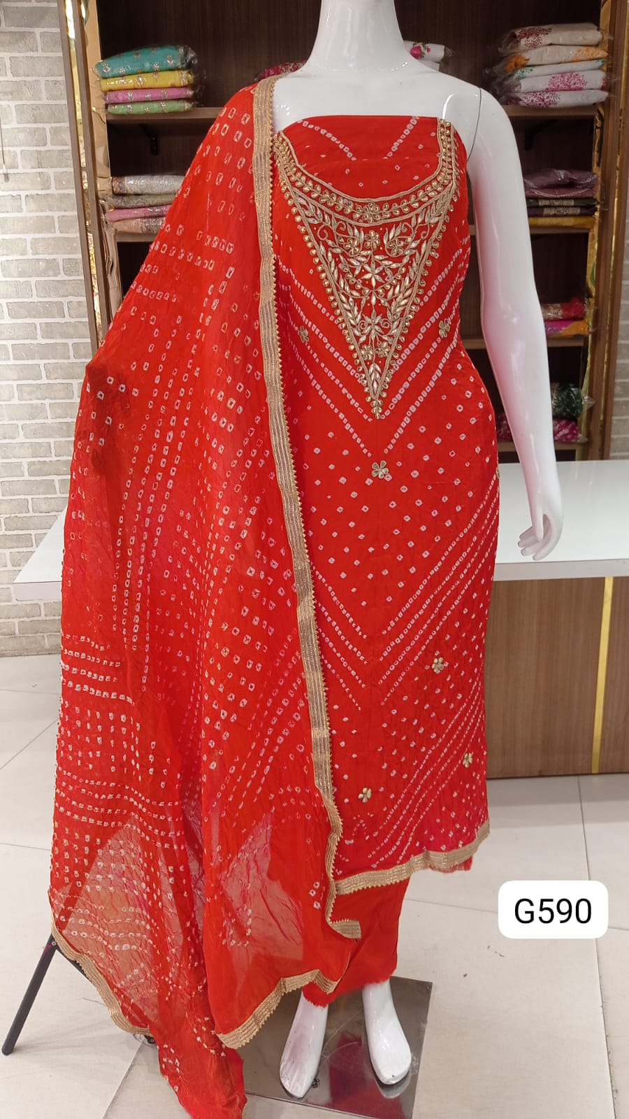 Jaipuri silk suits bandhej 