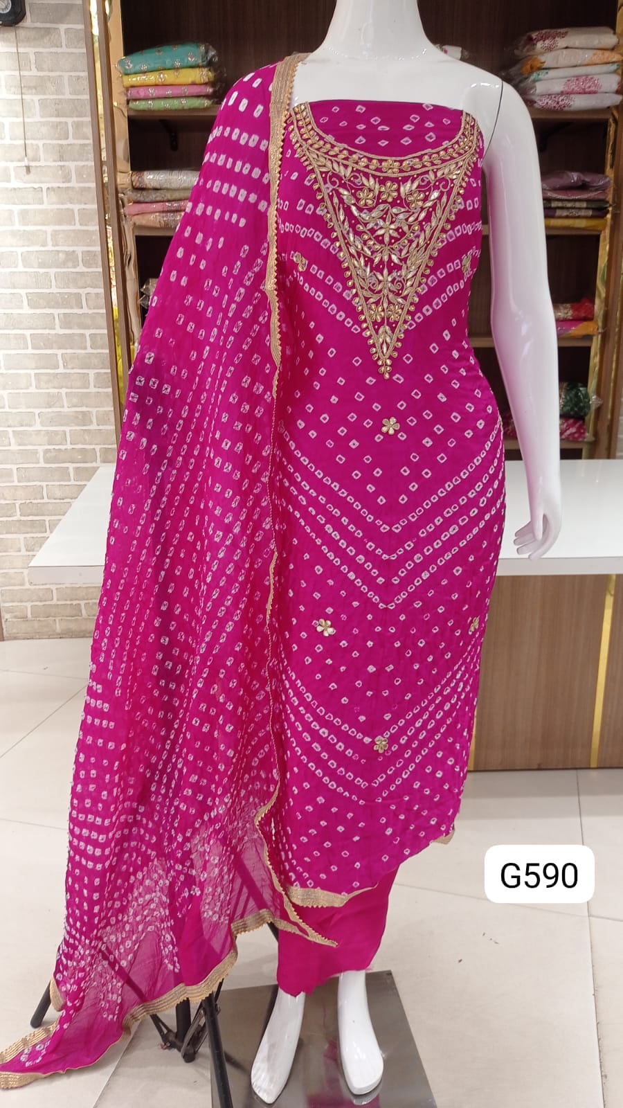 Jaipuri silk suits bandhej 