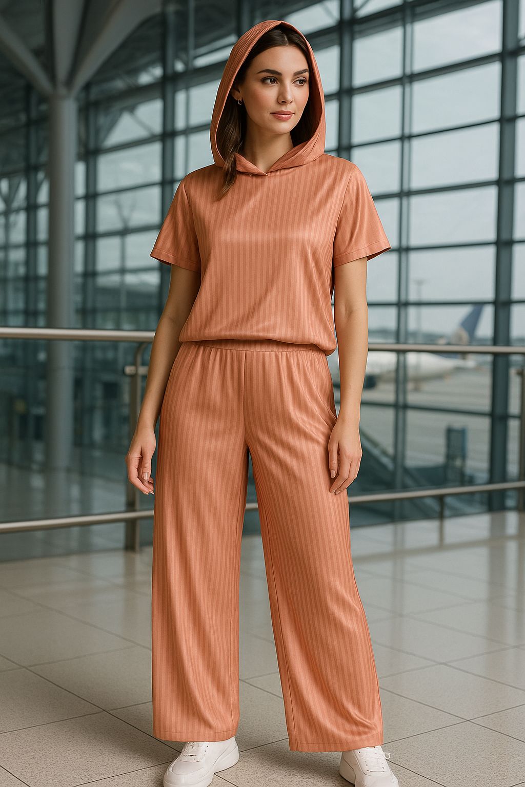 Korean Style Hoodie Co-ord set Rust