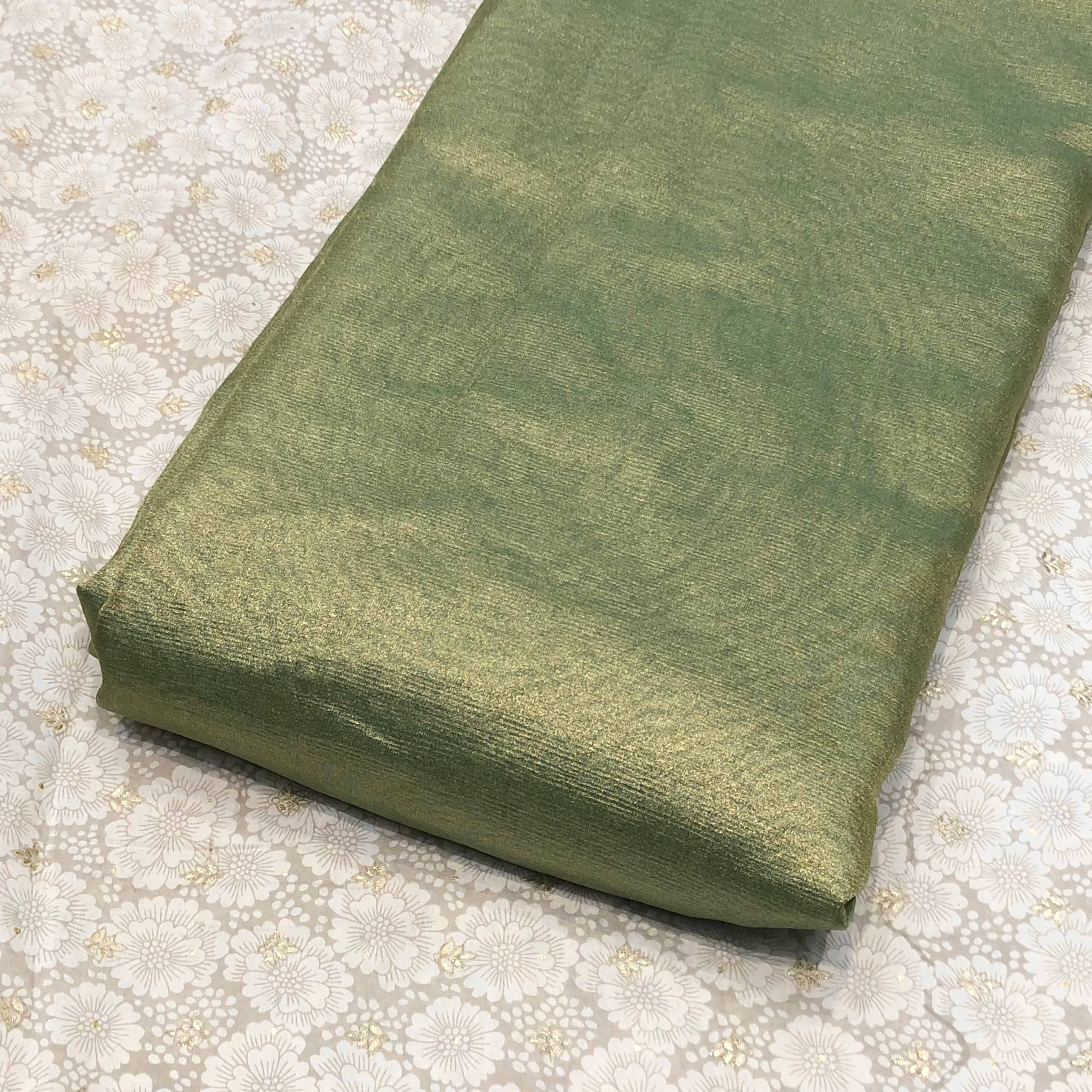 Mango Leaf Metallic Crinkle Organza – Metallic Tissue Fabric