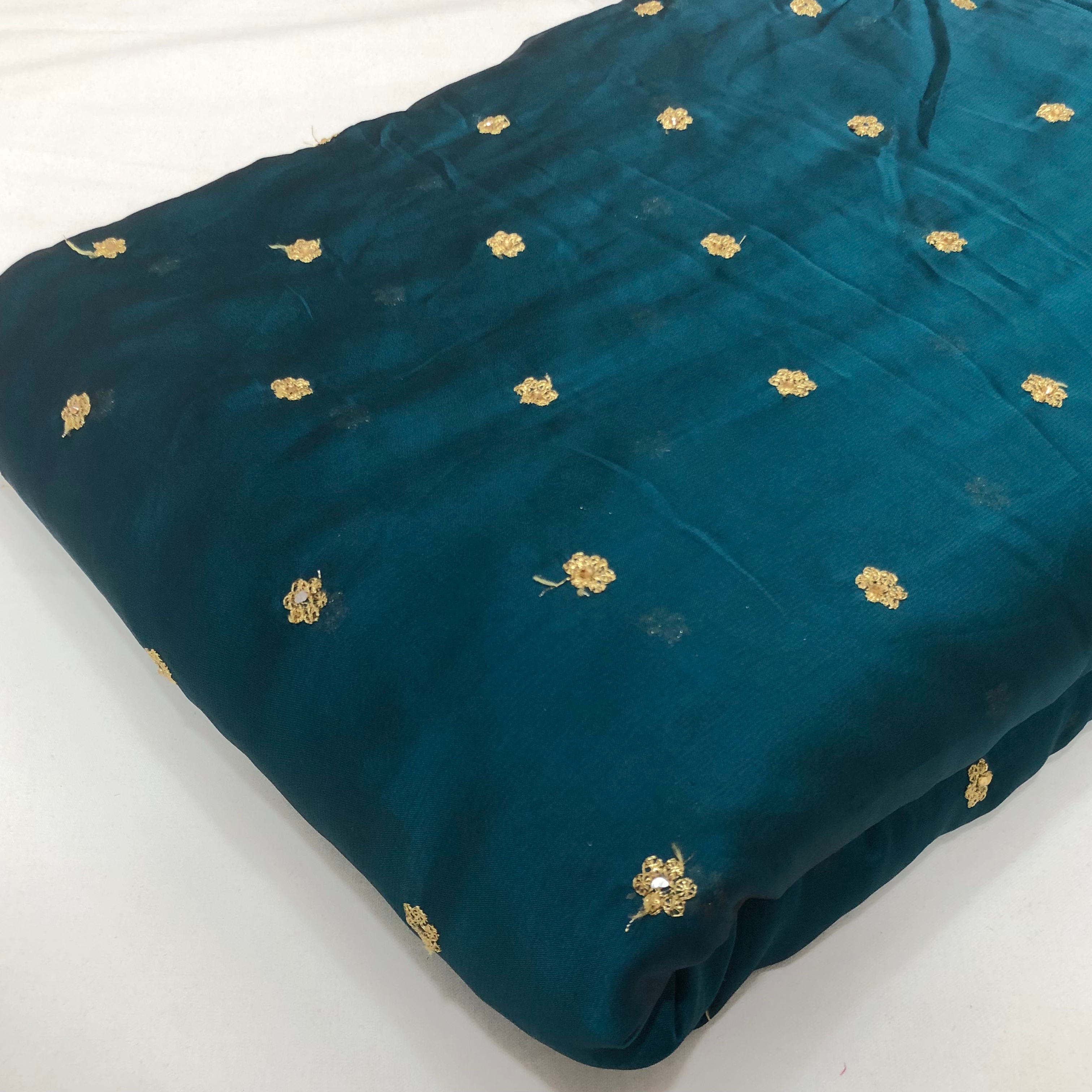 Deep Blue Starlit Elegance Georgette – Sequin Boota Fabric