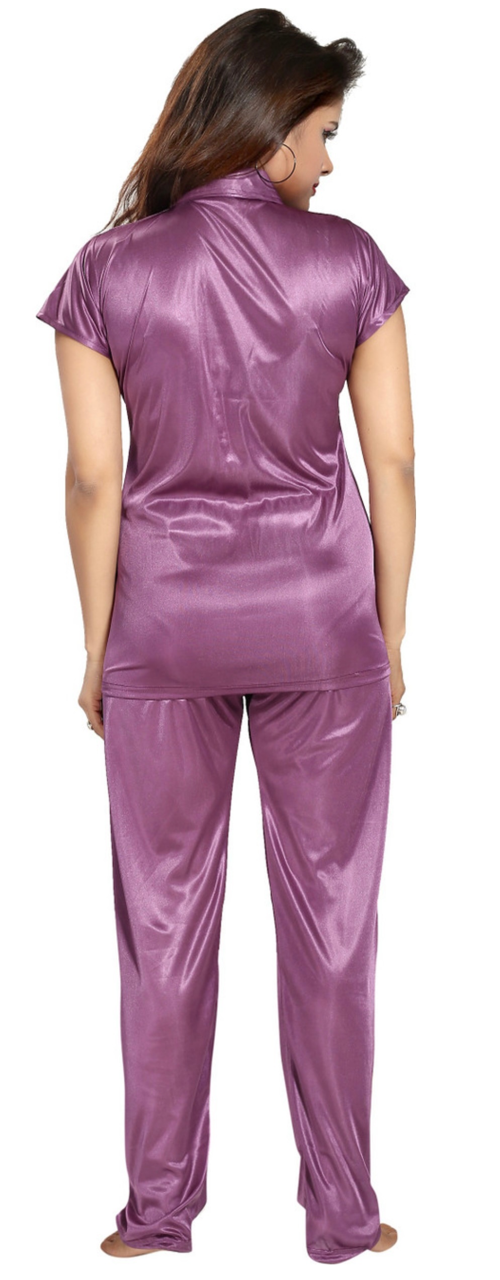 Lazy Bees Women’s Satin Night Suit Set – Mauve