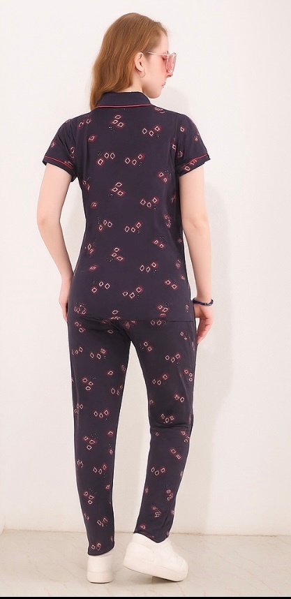 Premium Dark grey Printed Night Suit