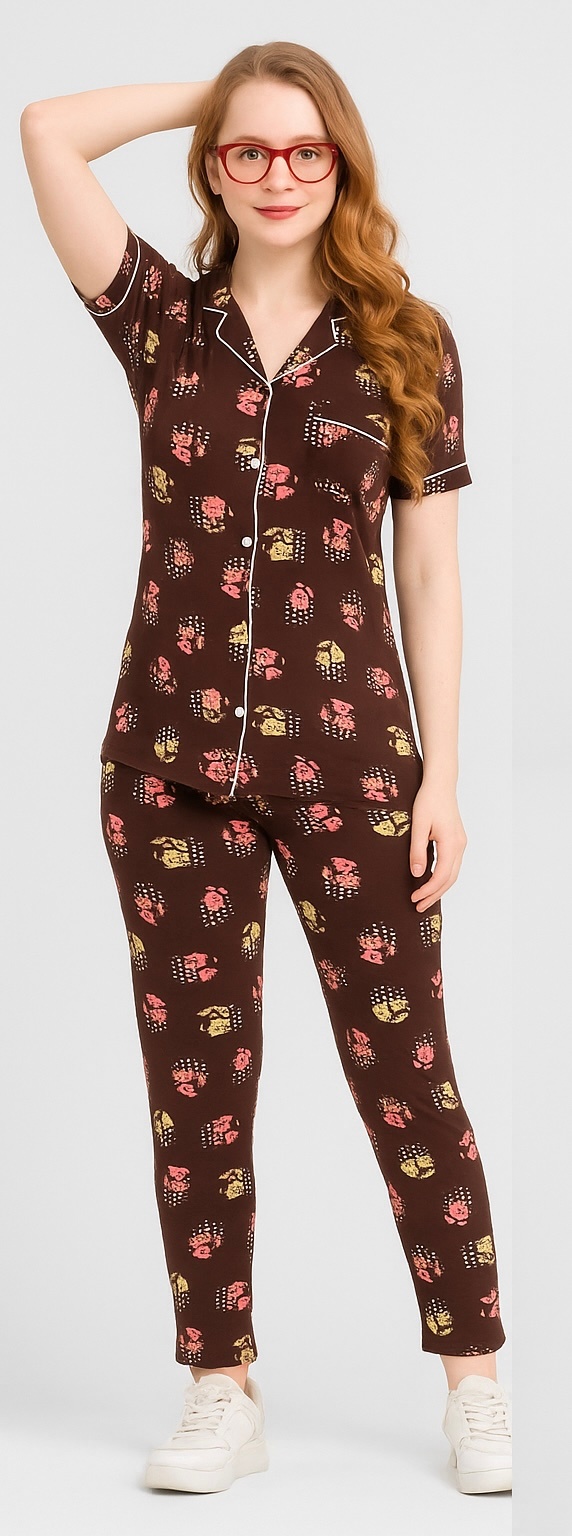 LazyBees Women’s Front Open Night Suit Set