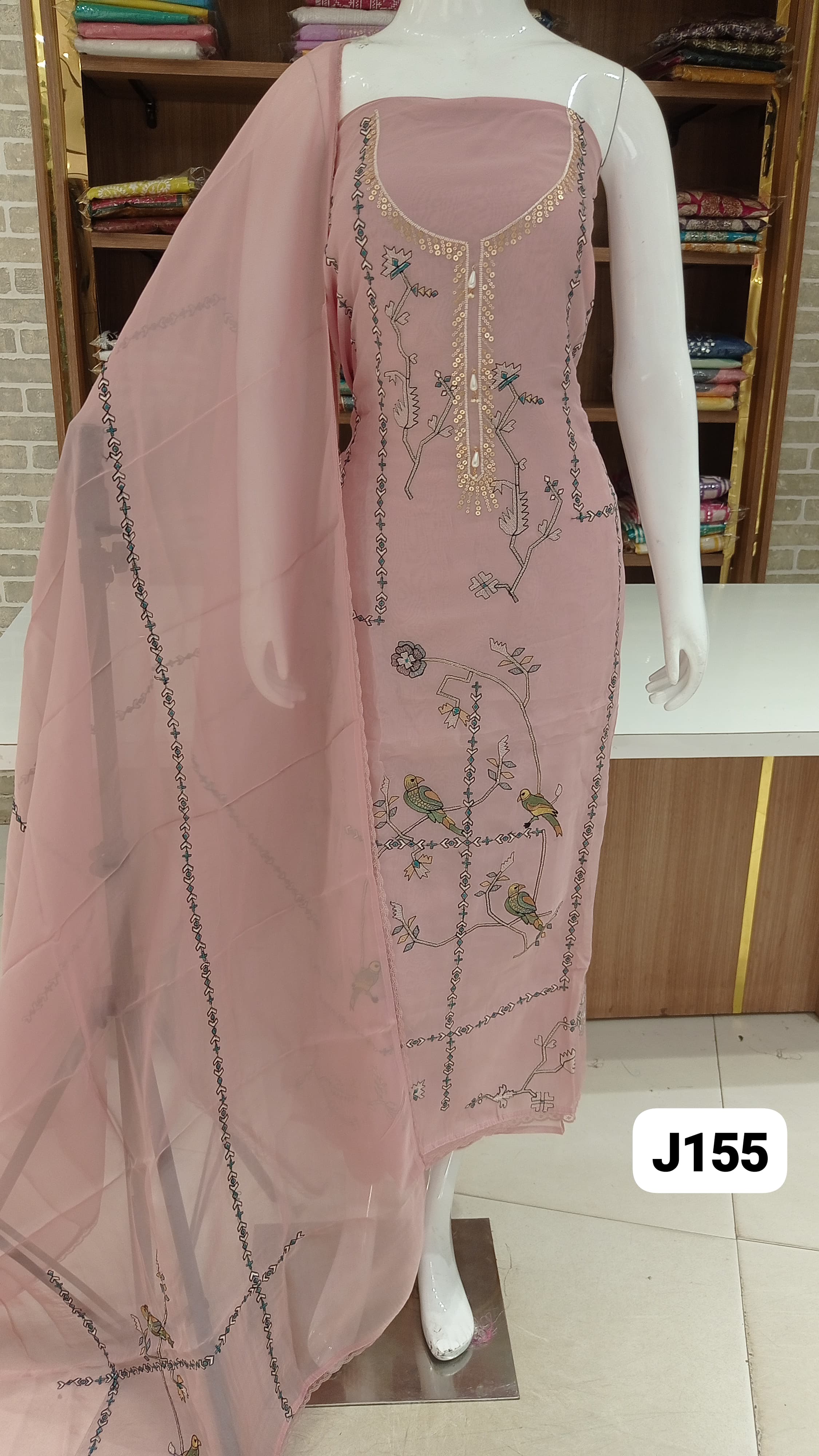 Premium  soft organza party wear suits with beautiful  full front embroidery 