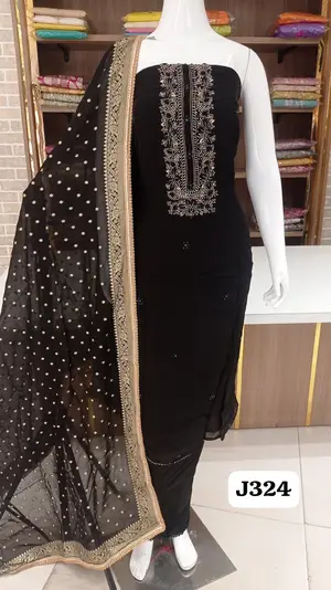 Soft organza party wear sober collection  with beautiful  neck hand work
