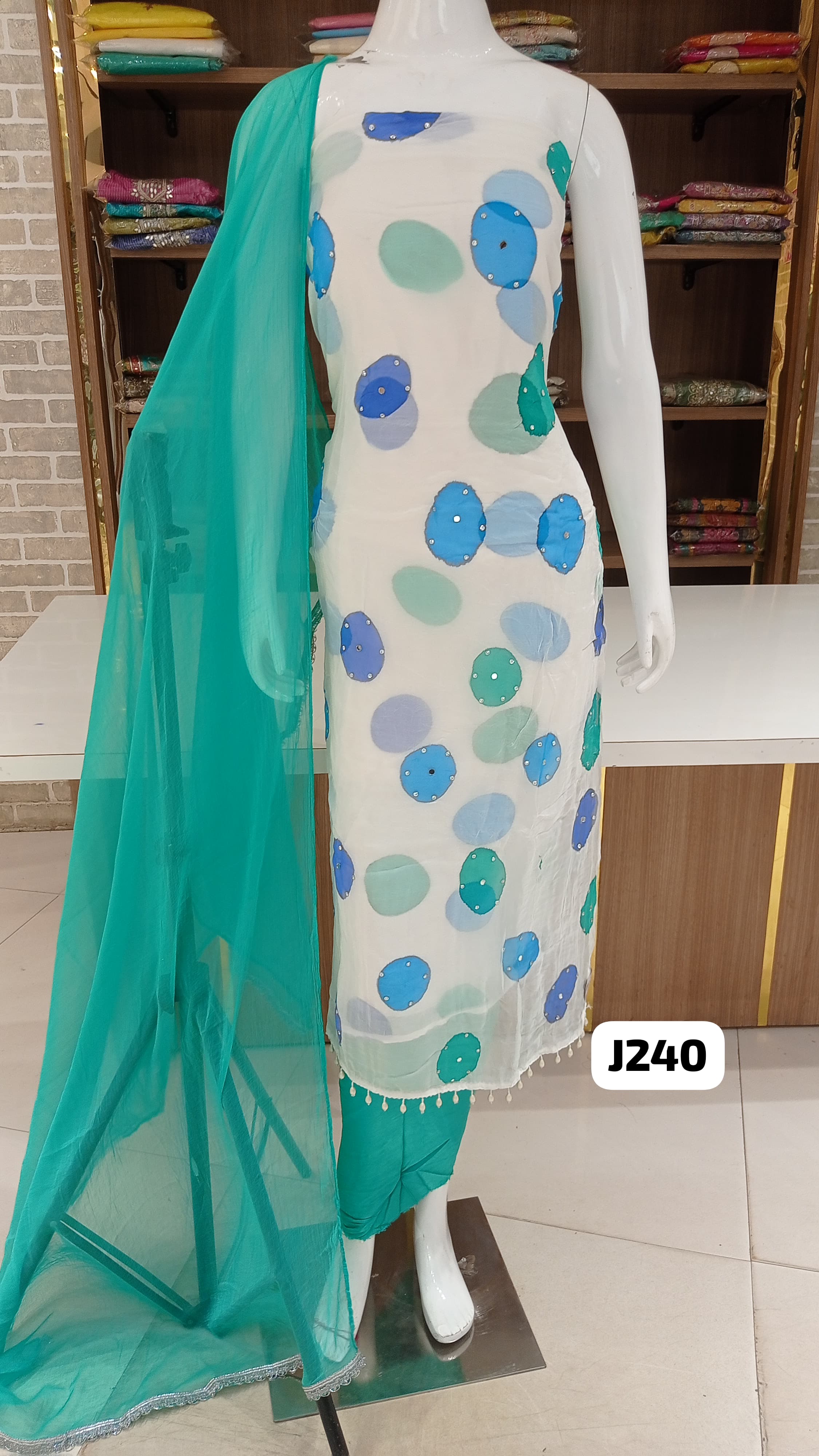 Soft organza dress material party wear