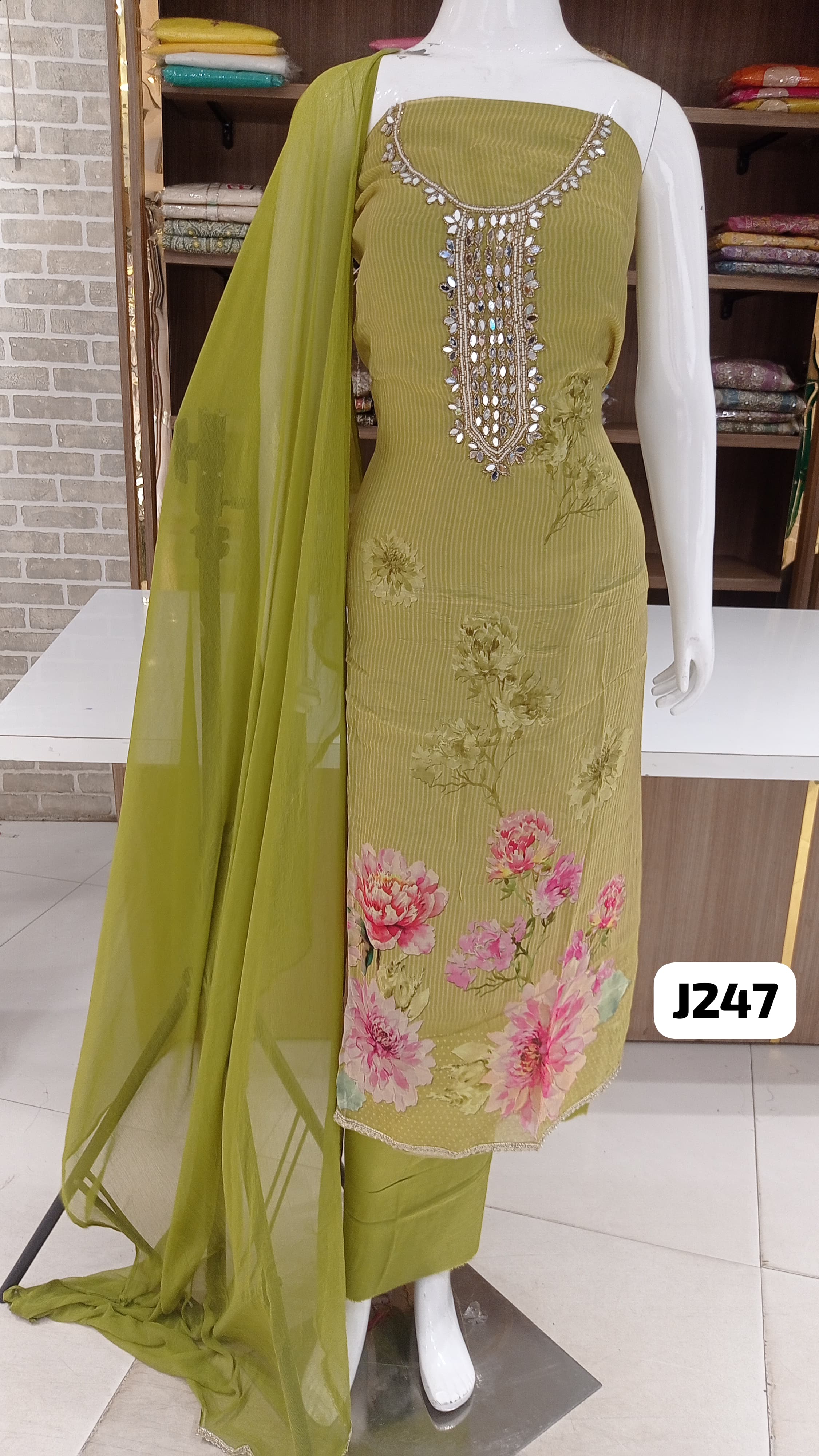 Soft organza dress material party wear
