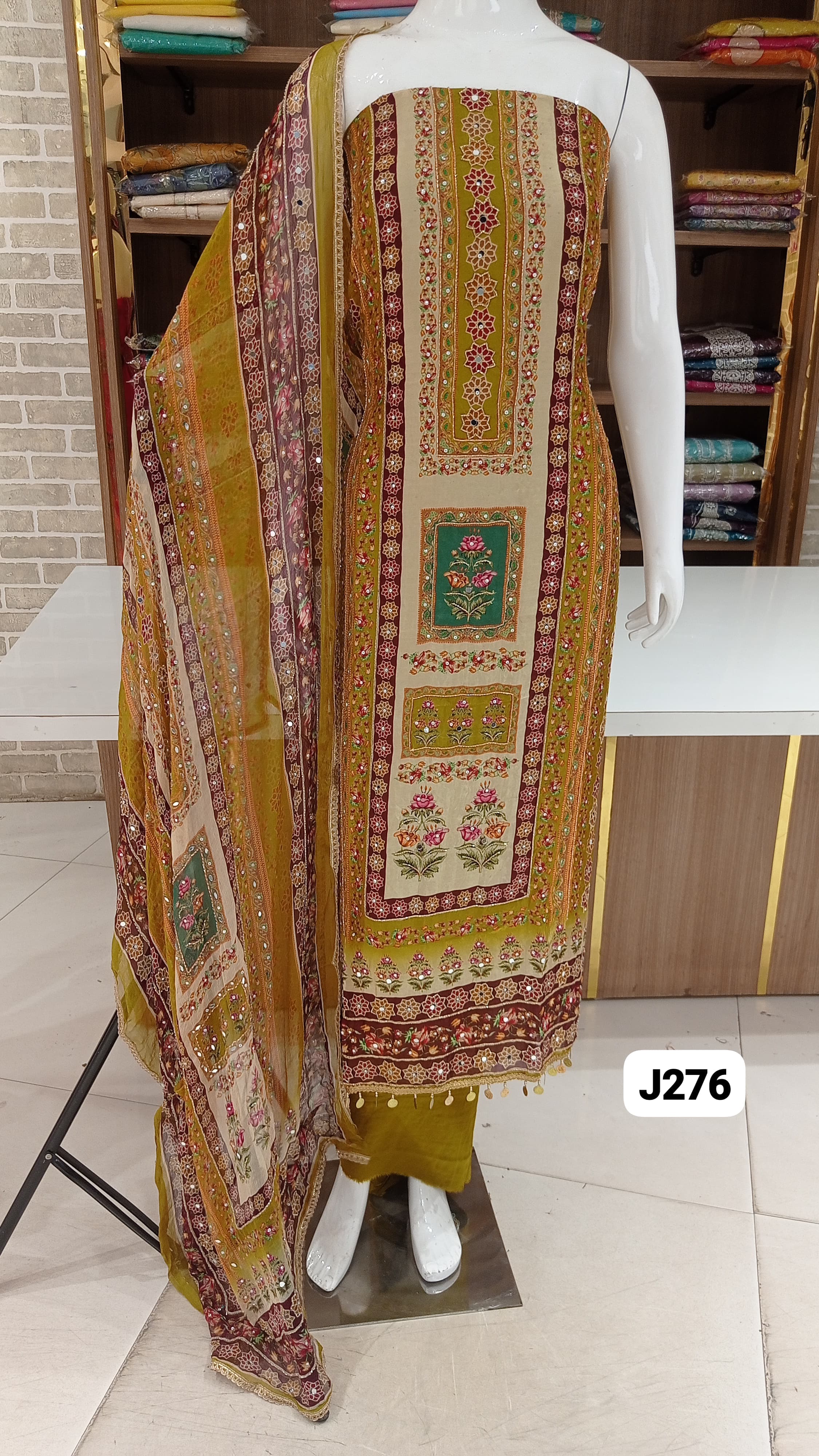 Imported  pure soft silk Digital print, tinny mirror work 