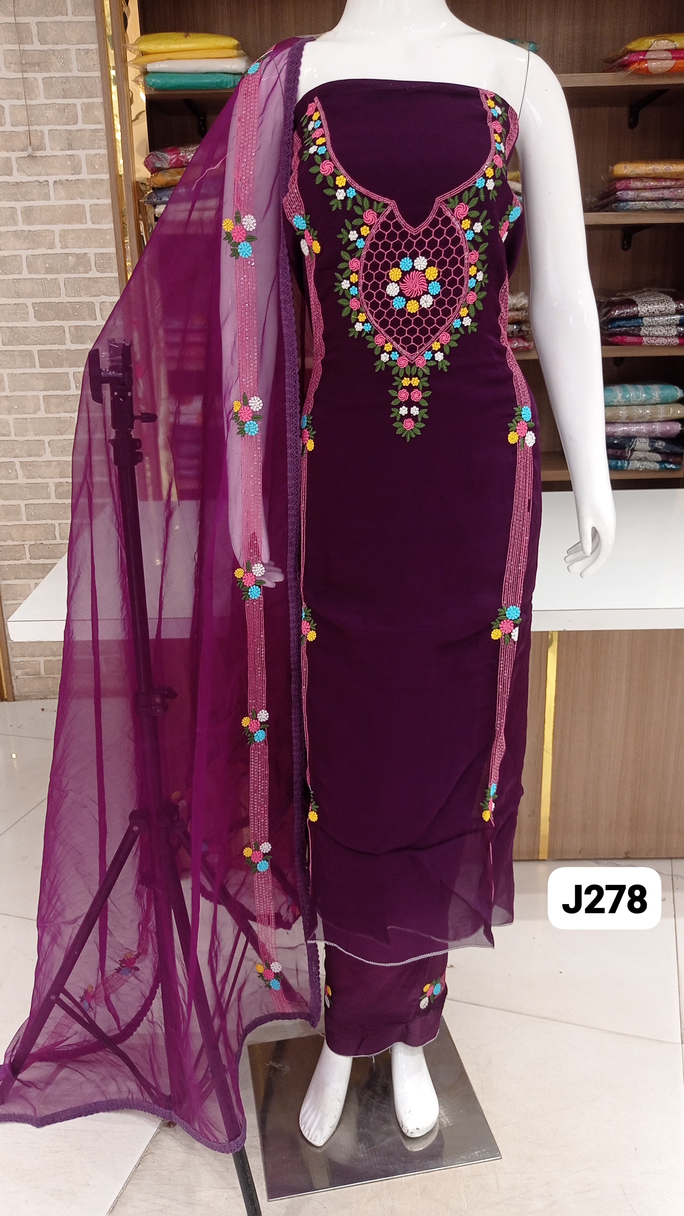 Launching new party wear collection  with thread work at soft organza  Very beautiful 