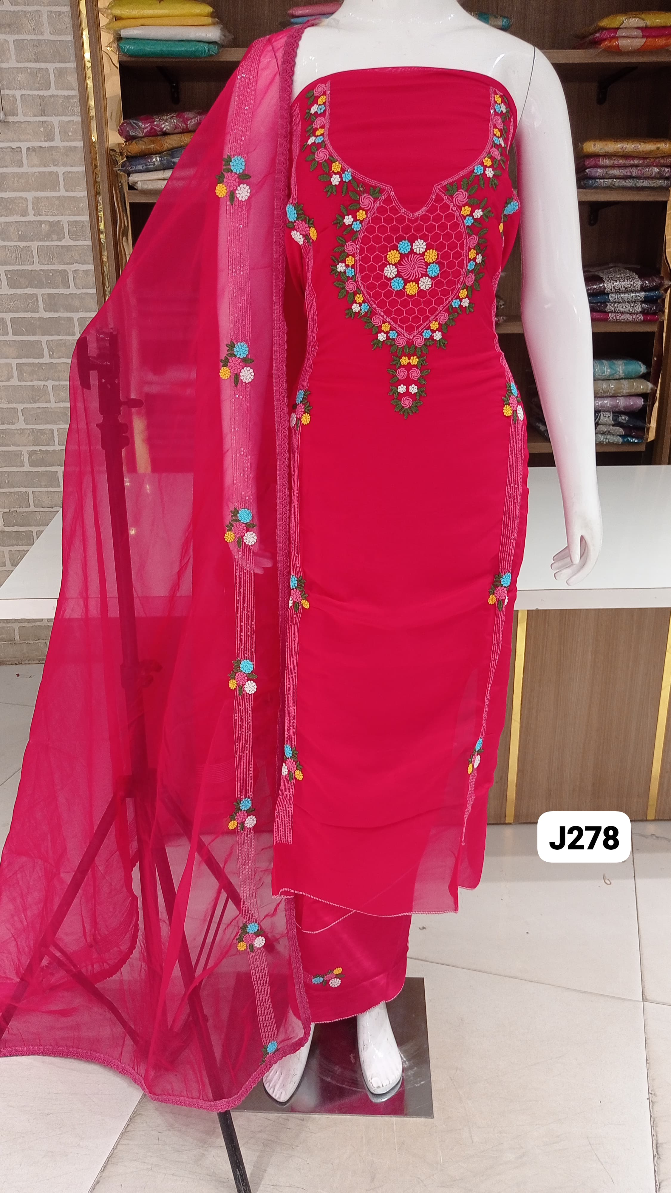 Launching new party wear collection  with thread work at soft organza  Very beautiful 