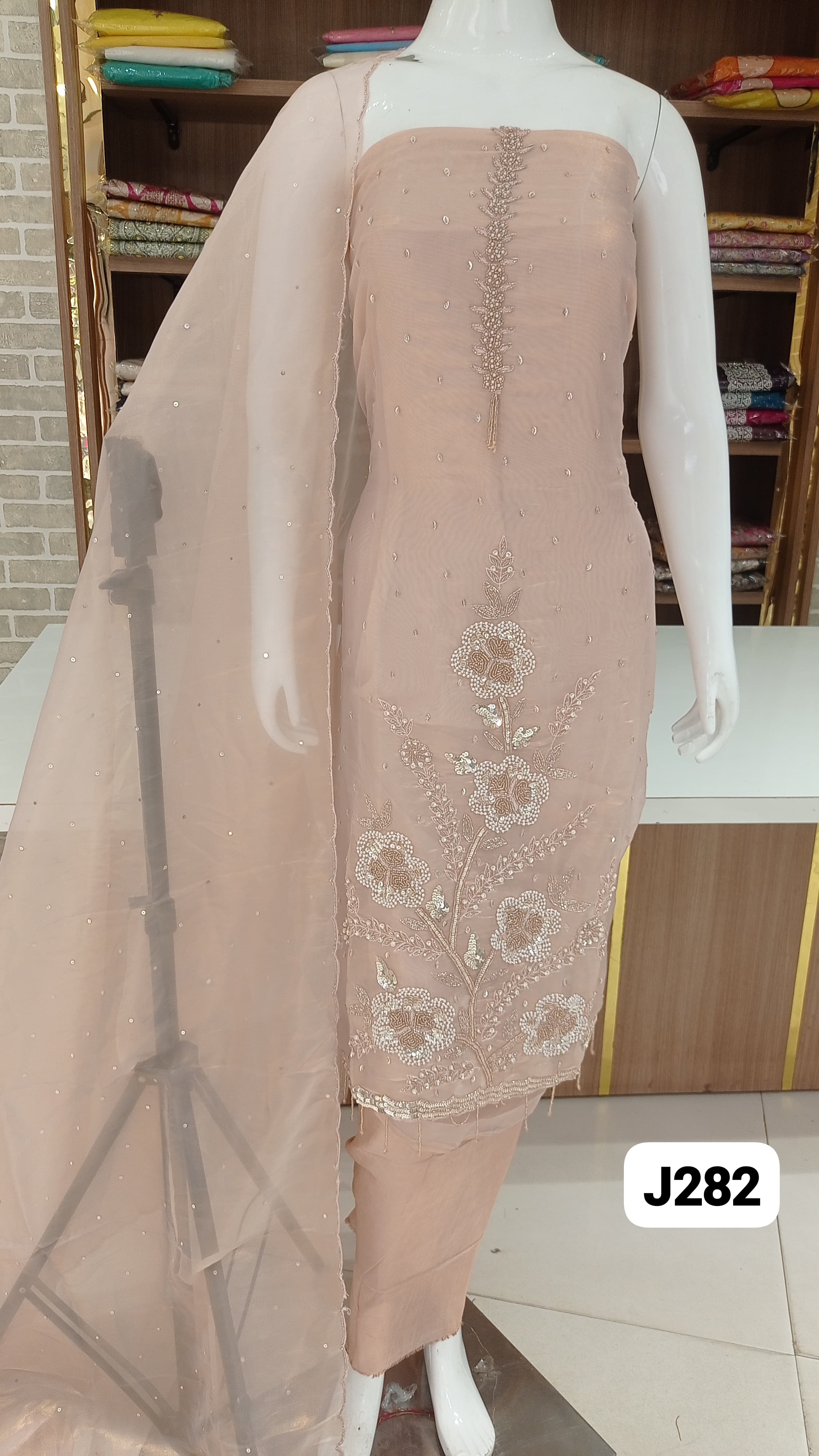  Imported diamond silk with beautiful pearl work 