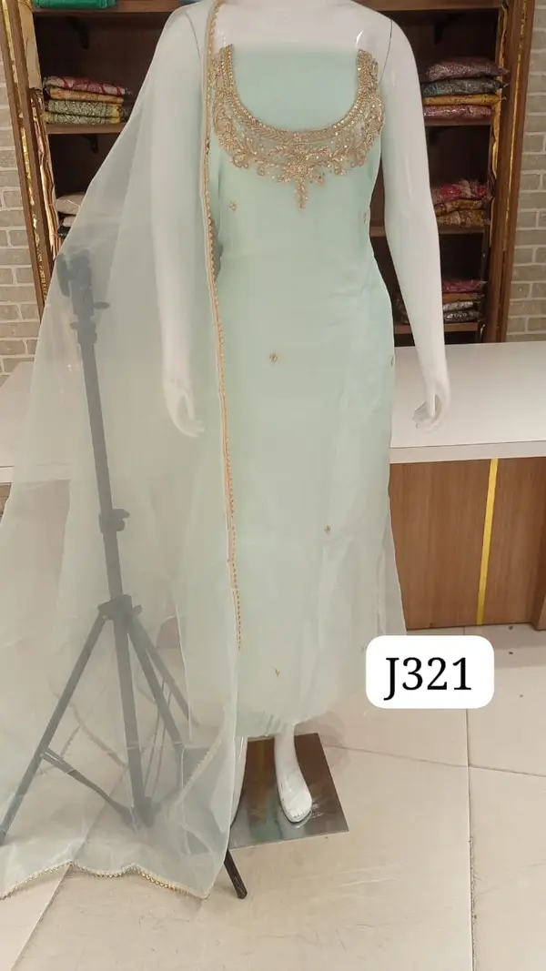 Imported soft organza with beautiful handwork  lace work