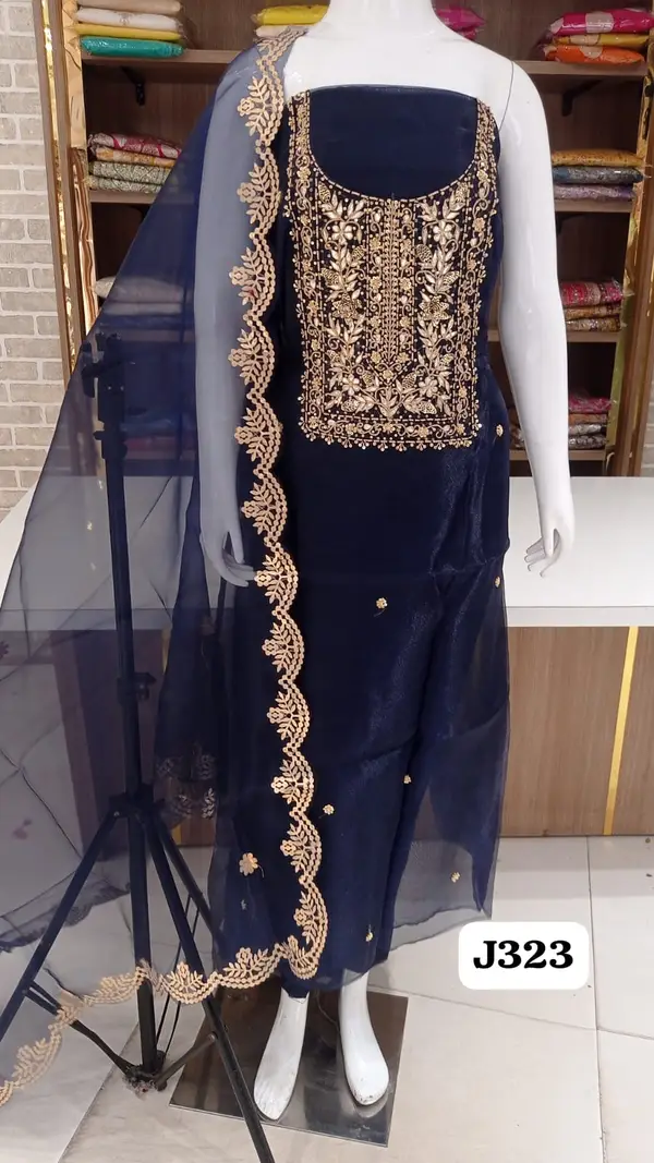 Organza fancy party wear collection with heavy neck work
