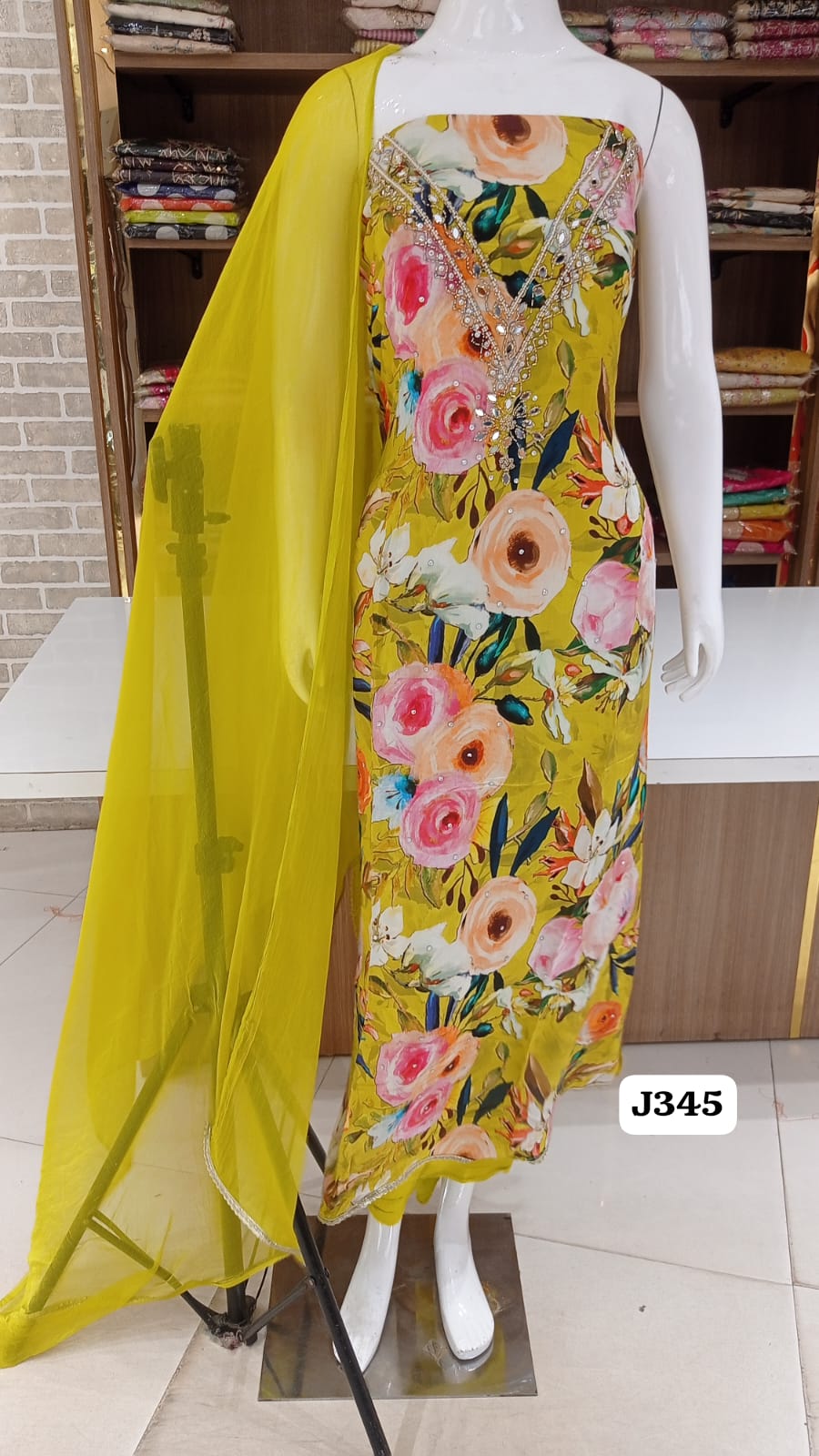 Muslin silk semi stitched