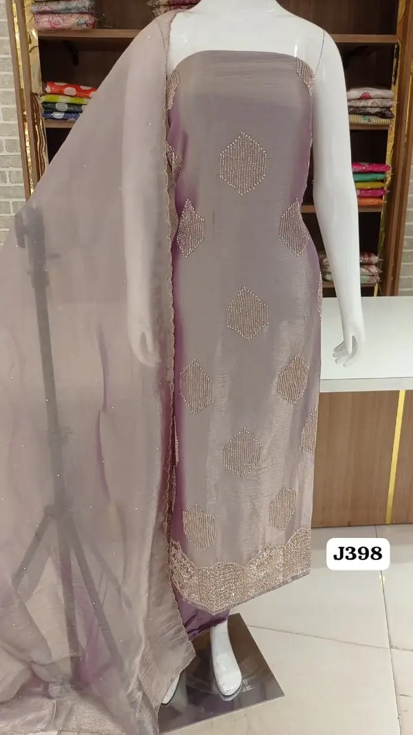 Imported pure diamond crush silk with beautiful full front handwork