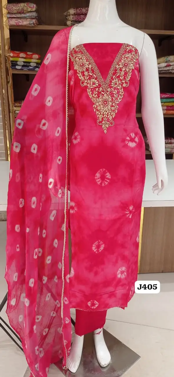 Imported pure soft silk with beautiful  neck work  tie and die
