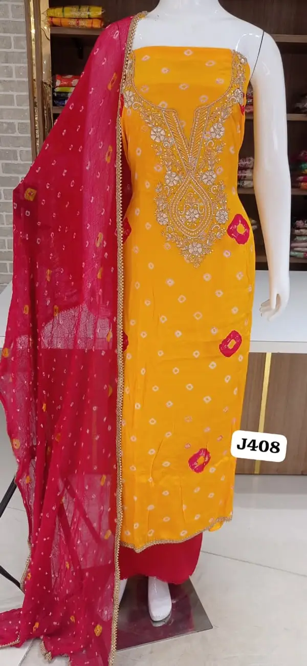 Imported crap silk with beautiful  hand work jaipuri print
