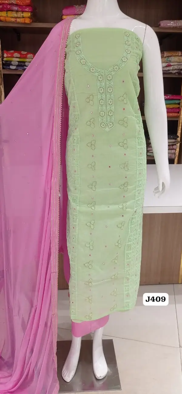 Imported organdy coton with beautiful embroidery  nalki work