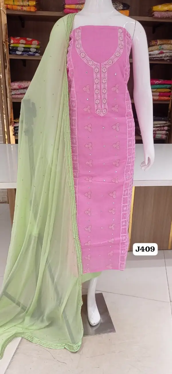 Imported organdy coton with beautiful embroidery  nalki work