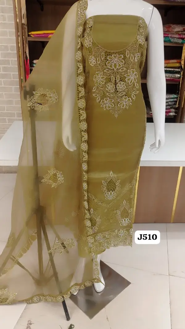 Imported pure organza silk with beautiful embroidery  cutwork