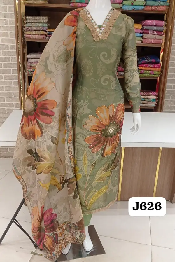 Soft shimmer silk Pure semi stitched suits